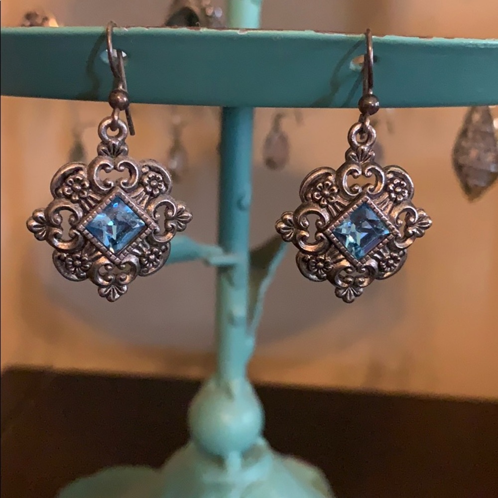 Silver and blue earrings